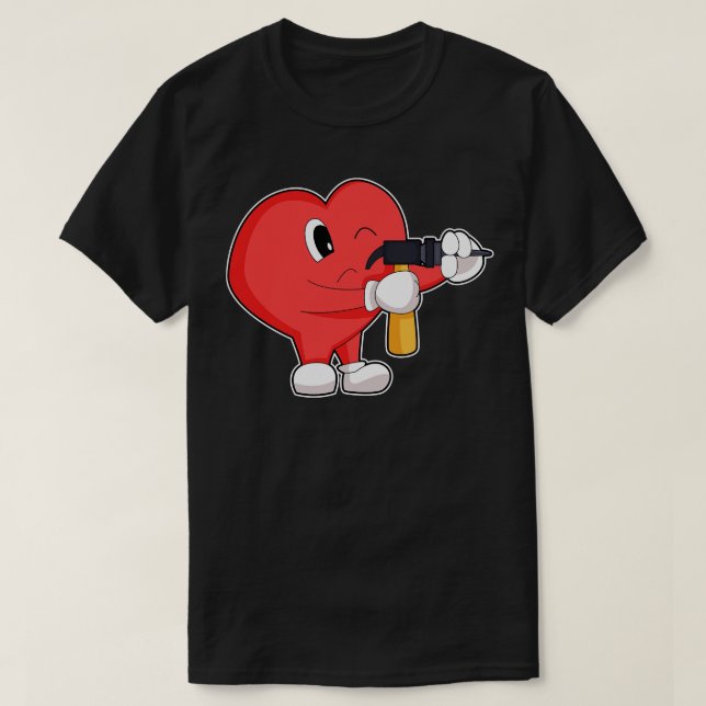 Heart Handyman Drill press T-Shirt (Design Front)