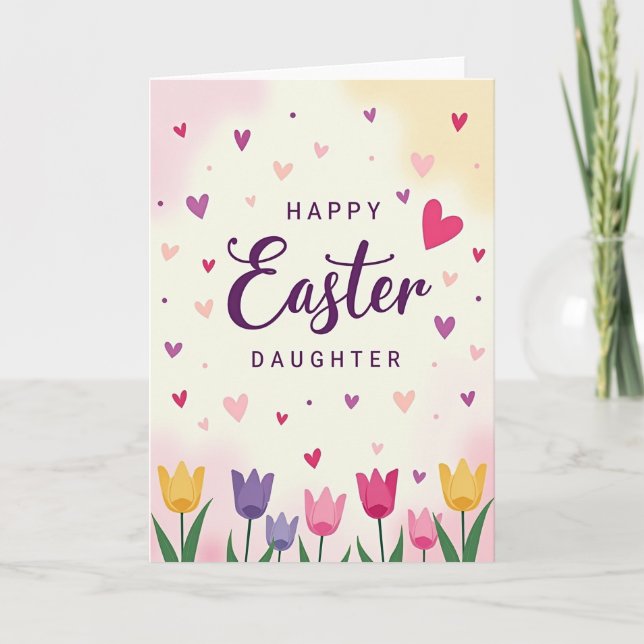 Heart Happy Easter Daughter Card (Front)