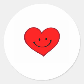 Heart  (Happy Face) Classic Round Sticker