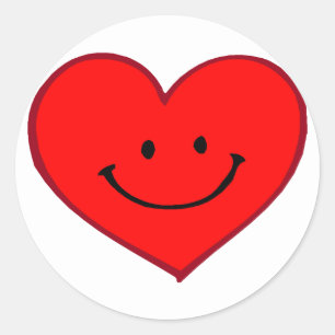 Heart (Happy Face) Classic Round Sticker