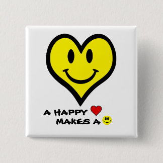 Heart Happy Face Pinback Button