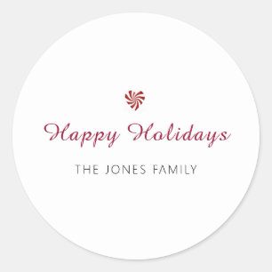 Heart Happy Holidays Christmas Classic Round Sticker
