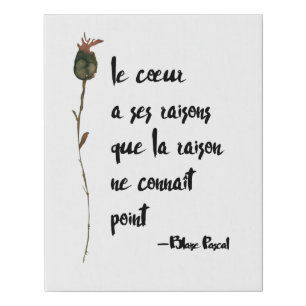 Heart Has Its Reasons French Love Quote Faux Canvas Print