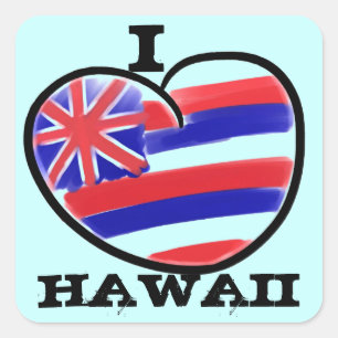Heart Hawaii state flag artistic stickers