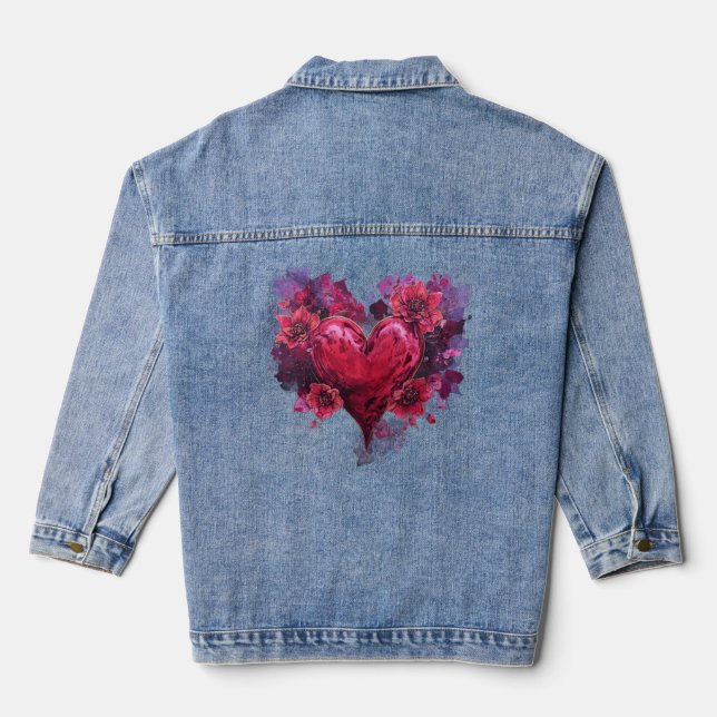 Heart Hazing Bloom Denim Jacket (Back)
