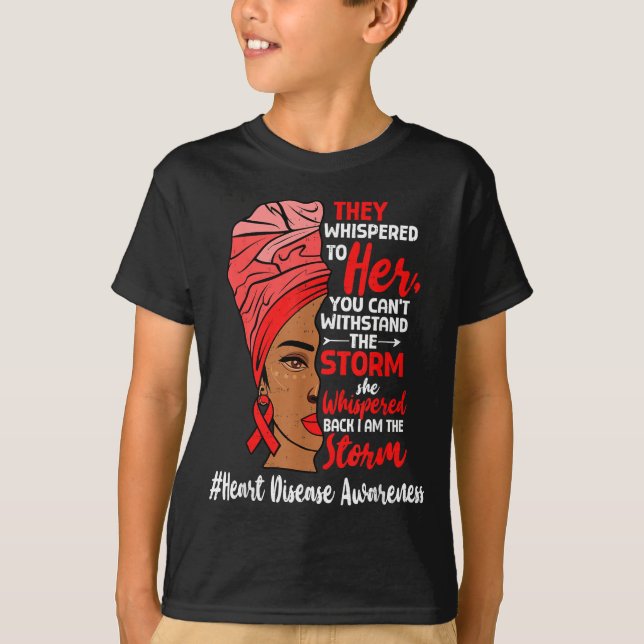 Heart Health Black Women Melanin Heart Disease Awa T-Shirt (Front)