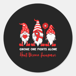 Heart Health Gnome Heart Disease Awareness Chd Red Classic Round Sticker