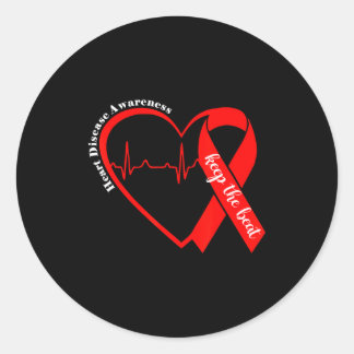 Heart Health Heart Disease Awareness Heartbeat Chd Classic Round Sticker