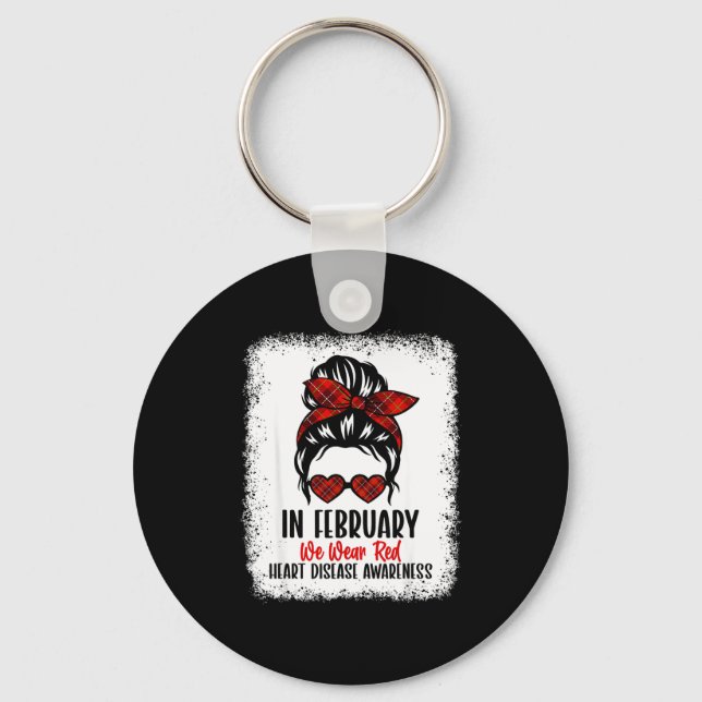 Heart Health Heart Disease Awareness Heartbeat Chd Keychain (Front)