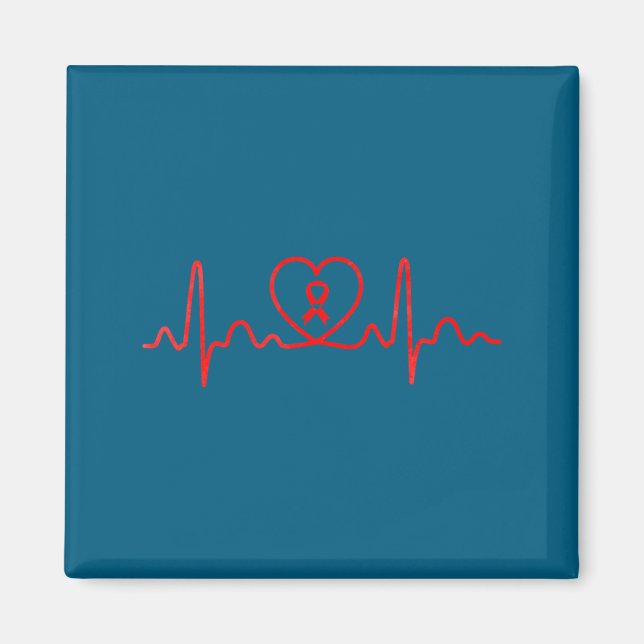 Heart Health Heart Disease Awareness Heartbeat Chd Magnet (Front)