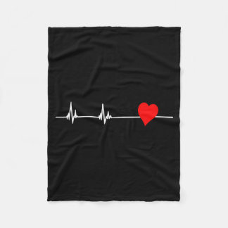 Heart Health Heart Disease Awareness Heartbeat Wom Fleece Blanket