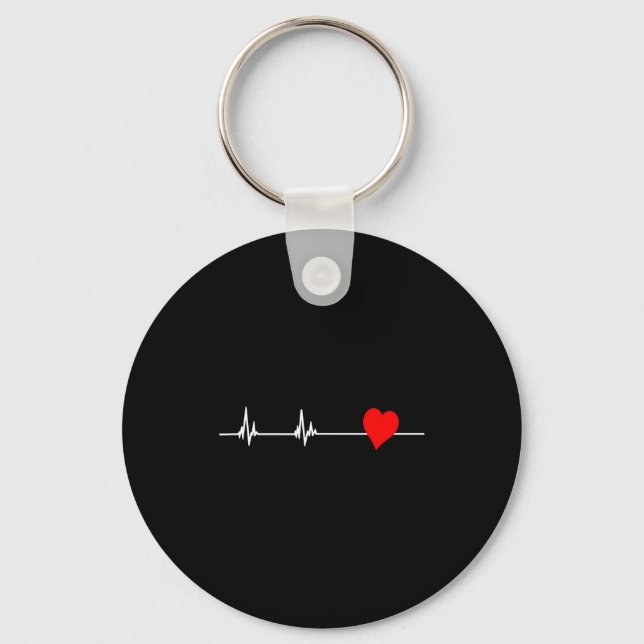 Heart Health Heart Disease Awareness Heartbeat Wom Keychain (Front)