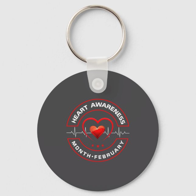 Heart Health Month February American Heart Health  Keychain (Front)