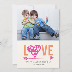 Heart Heart A7 Valentines Day Photo Card - PINK