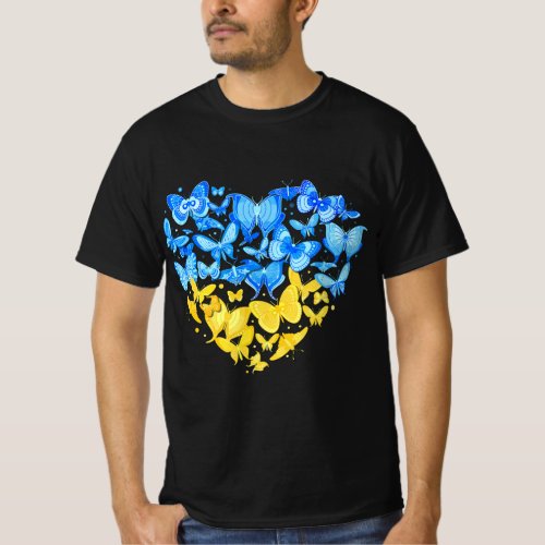 Heart Heart Ukraine Butterfly Ukraine Sunflower T_Shirt