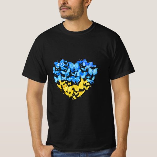 Heart Heart Ukraine Butterfly Ukraine Sunflower  T_Shirt