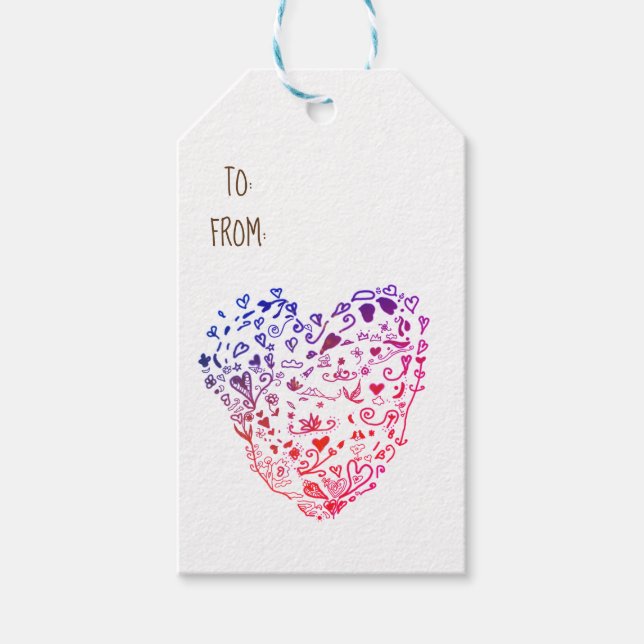 Heart Hearts Drawing Custom Gift Tags (Front)
