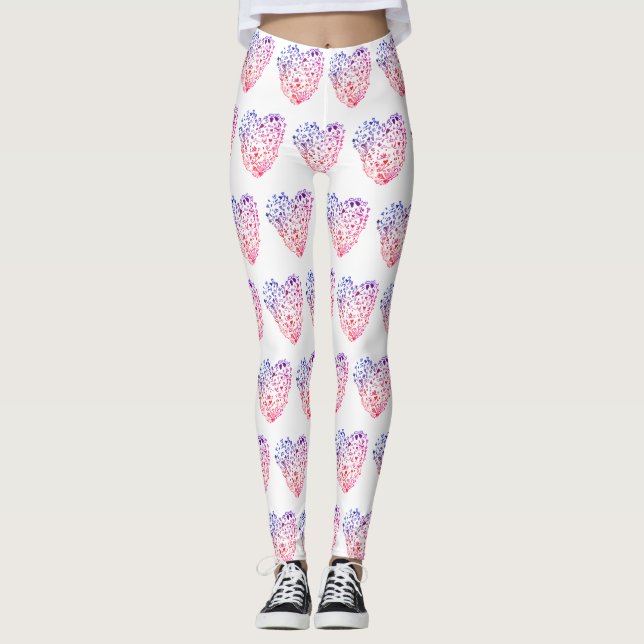Heart Hearts Drawing Custom Leggings (Front)