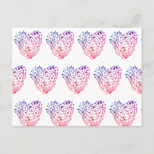 Heart Hearts Drawing Postcard (Front)