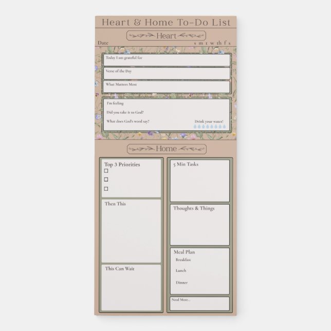 Heart & Home To-Do List Magnetic Notepad (Front)