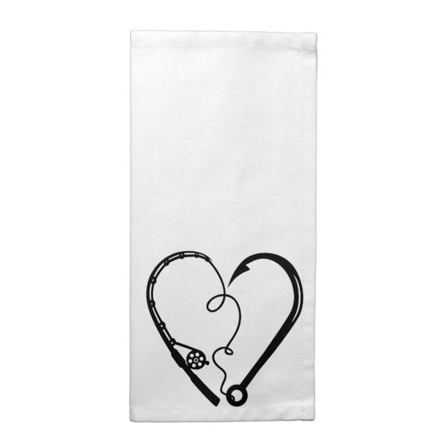 Heart Hook and Fishing Rod Cloth Napkin (Half Fold)