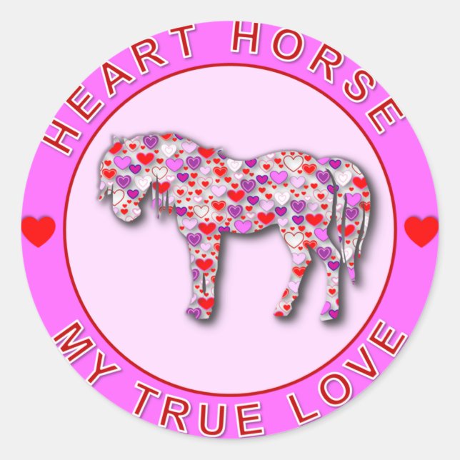 HEART HORSE CLASSIC ROUND STICKER (Front)