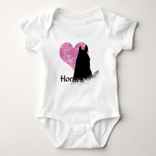 Heart Horse I (pink camo) Baby Bodysuit