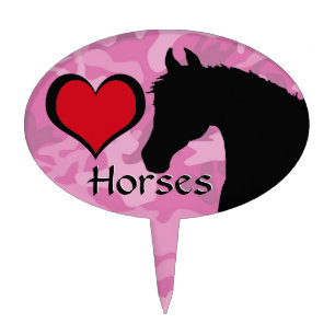 Heart Horse (pink camo) Cake Topper