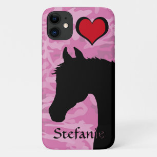 Heart Horse (pink camo) iPhone 11 Case