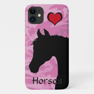 Heart Horse (pink camo) iPhone 11 Case