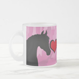 Heart Horse (pink camo) Frosted Glass Coffee Mug