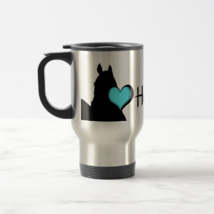 Heart Horses I Aqua Heart (white background) Travel Mug
