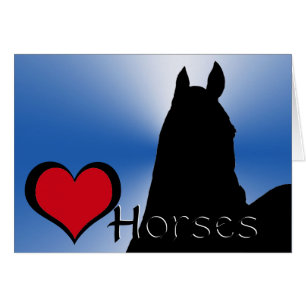 Heart Horses I (blue metallic burst) Cards