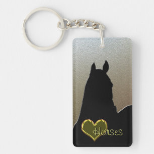 Heart Horses I (gold heart) Keychain