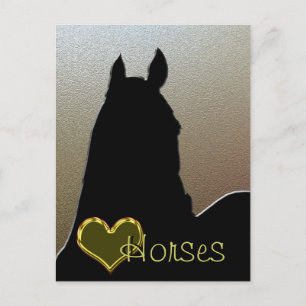 Heart Horses I (gold Metallic) Postcard