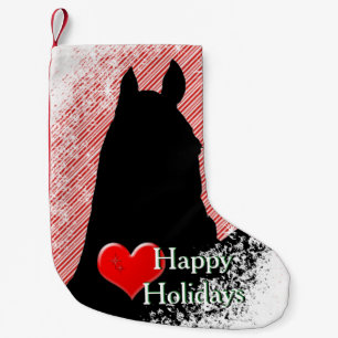 Heart Horses I Holiday (Candy Cane Bkgrd) Small Christmas Stocking