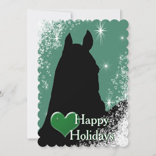 Heart Horses I Holiday (green) Card (Front)