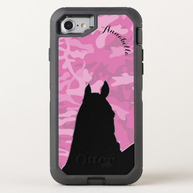 Heart Horses I (pink camo II) Otterbox iPhone Case (Back)