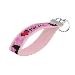 Heart Horses I (pink camo) Wrist Keychain