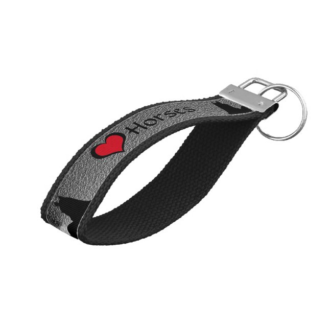 Heart Horses I Red Heart (silver heart) Keychain (Angled Up)