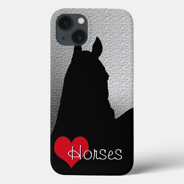 Heart Horses I Red Heart (silver metallic) Case-Mate iPhone Case (Back)