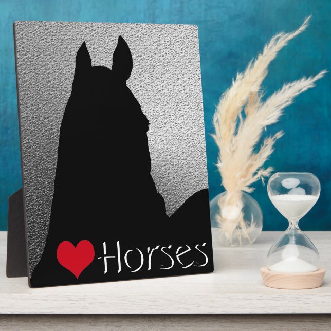 Heart Horses I Red Heart (silver metallic) Plaque (Side)