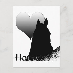 Heart Horses I (silver heart) Postcard