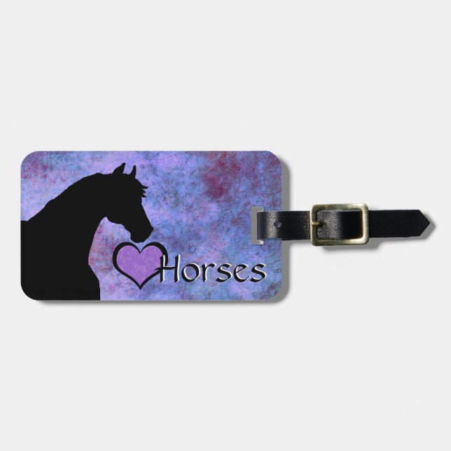Heart Horses II (purple/blue) Luggage Tag (Front Horizontal)