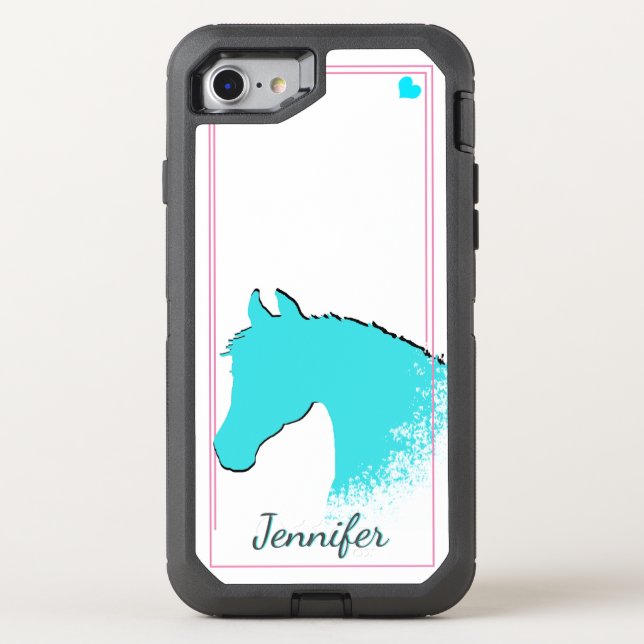 Heart Horses III (Aqua II) Otterbox iPhone Case (Back)