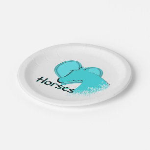 Heart Horses III (aqua) Paper Plates