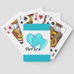 Heart Horses III (aqua) Poker Cards