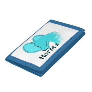Heart Horses III (aqua) Trifold Wallet
