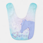 Heart Horses Iii (blue &amp; Lavender Floral) Baby Bib at Zazzle
