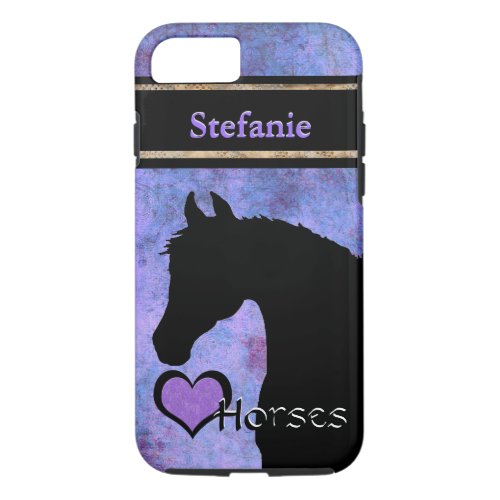 Heart Horses III Customizable purpleblue iPhone 87 Case
